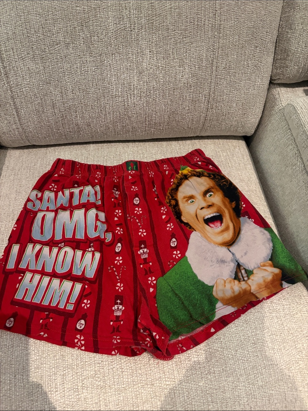 ELF Unisex Red Graphic Lounge Shorts with Green Accent